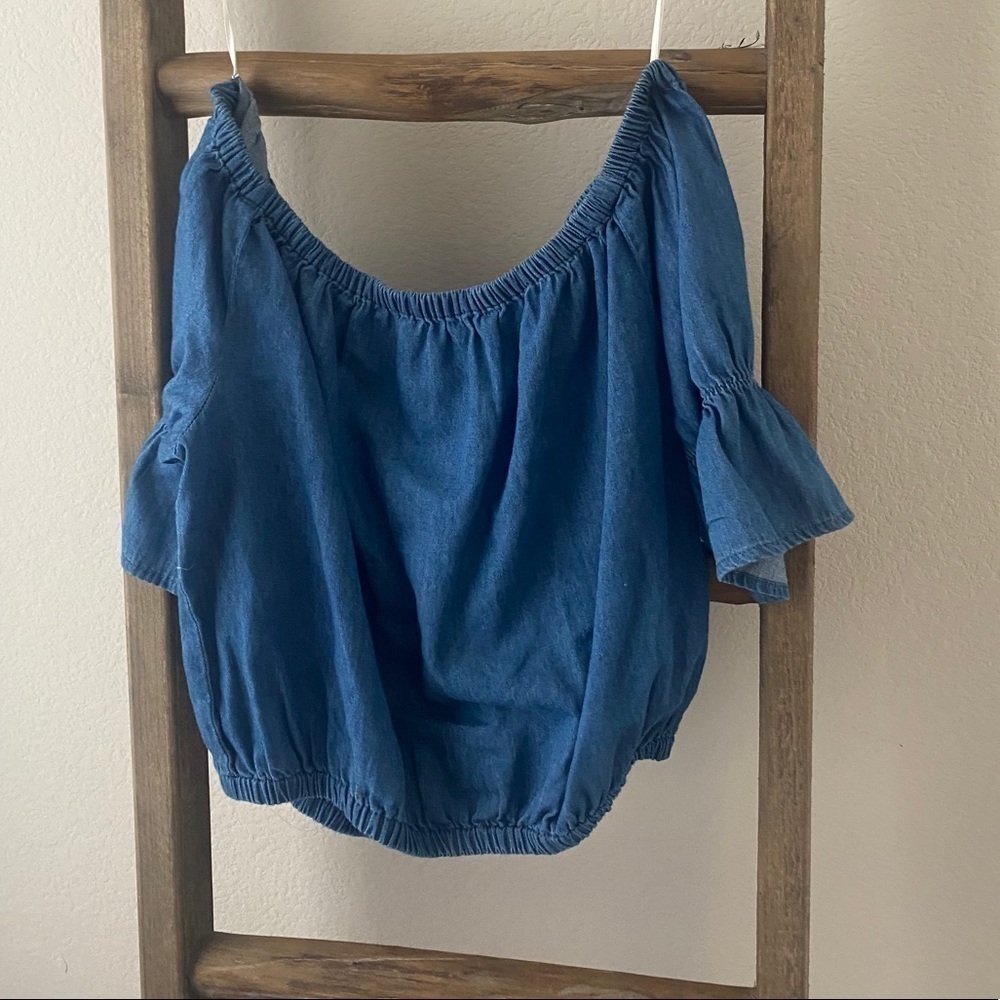 NWOT denim off the shoulder top